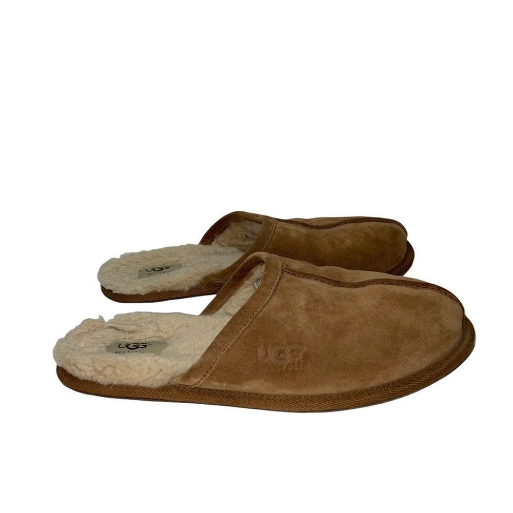 UGG Scuff Men's Sheep Skin Suede Slip On Brown Slippers Size 10 - Picture 3 of 9